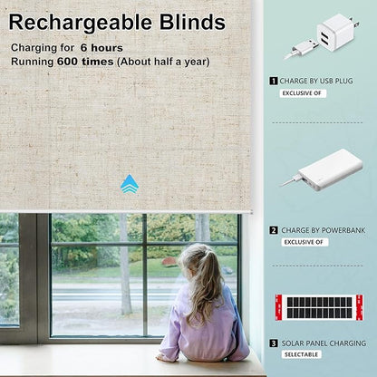 Aprilsmart Motorized Blinds with Remote,Light Filtering Motorized Roller Shades Work with Apple Homekit,Alexa,SmartThings,Google Home,Customize Blinds(Linen Sand -57)