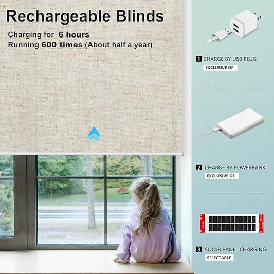 Aprilsmart Motorized Blinds with Remote,Light Filtering Motorized Roller Shades Work with Apple Homekit,Alexa,SmartThings,Google Home,Customize Blinds(Linen Sand -57)