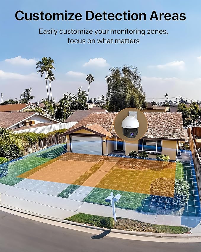 Tenda 5MP QHD Outdoor Pan/Tilt Wi-Fi Security Camera, 360° Full Coverage, Color Night Vision, AI Human/Vehicle/Motion Detection, 2-Way Talk, IP65, WiFi 6,24/7 Plug-in Guard for Your Yard (CH7 2.0)