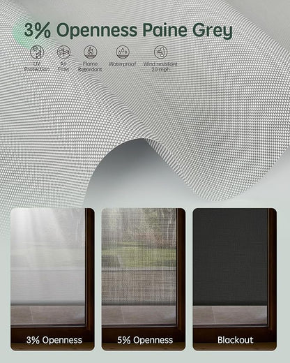 Yoolax Motorized Outdoor Shades Smart Retractable Patio Screens with App & Remote Control, Electric Blinds for Porch Patio Waterproof Roller Shades 4X6ft (3% Openness Paine Grey)