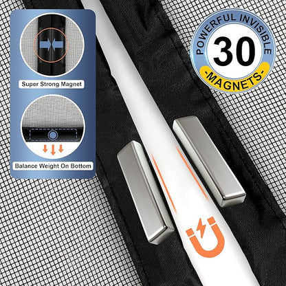 METAONLY Fiberglass Magnetic Screen Door Mesh Fits 30" x 80" Door - Curtain Size 32" x 82", Works for Patio, Sliding Door, Keeps Bug Mosquito Out, Fresh Air Flow, Black