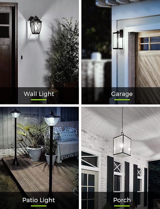 L LOHAS LED Dusk to Dawn LED Light Bulbs, 40W Equivalent LED Outdoor Lighting, Daylight 5000K, Automatic On/Off Outdoor Light, A19 6W Bright Porch Light Bulbs, 500LM E26 for Garage Patio, 4 Pack