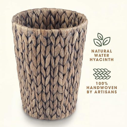 84ECO 2-Pack Small Grey Wicker Trash Cans for Bathroom, Bedroom, Office