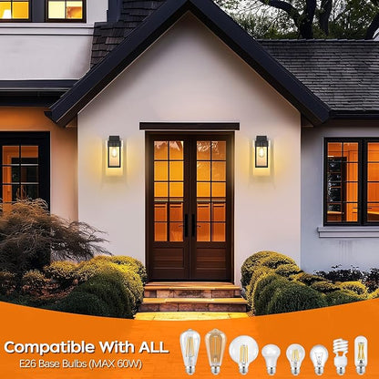 WIHTU 13in Dusk to Dawn Outdoor Lighting Fixtures, Exterior Front Porch Light, Black Sensor Wall Sconce Lamp, Waterproof Wall Lantern, Anti Rust Outside Coach Lights for House, Doorway, Garage