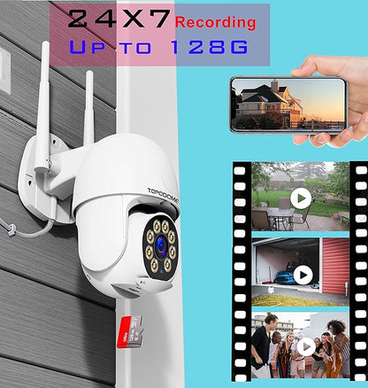 Wi-Fi Security Camera Outdoor 1080P, RTSP IP Surveillance Home WiFi Camera, 350°/120° Pan Tilt Auto Tacking, Human Detection, Color Night Vision, IP66