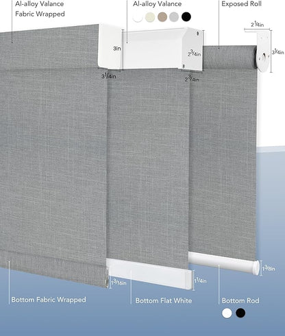 Motorized Blinds Compatible with Alexa Google 100% Blackout Smart Blind Automatic Window Roller Shades Remote Control Custom Size Double-Sided Fabric Light Gray