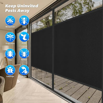 Magnetic Screen Door 72"x80" Blackout – Privacy Protection, Powerful Magnets, Heavy Duty Thicker 265g/㎡ Mesh, Easy Install, Self-Sealing, Pet Tested, Tie Backs, Screen Door Mesh