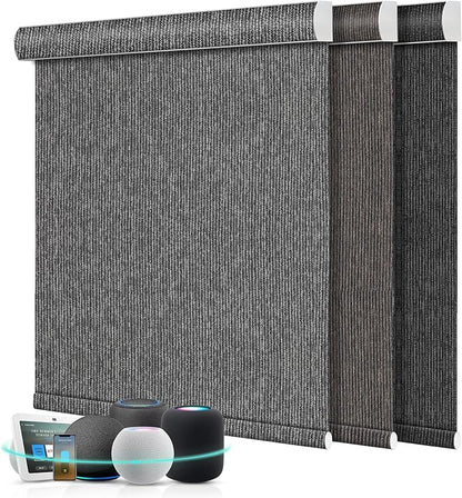 Aprilsmart Motorized Blinds with Remote,Compatible with Apple HomeKit Alexa Google Home- Voice and app Control,Motorized Roller Shades 100% Blackout Custom Size(Baltimore Anthracite-25)