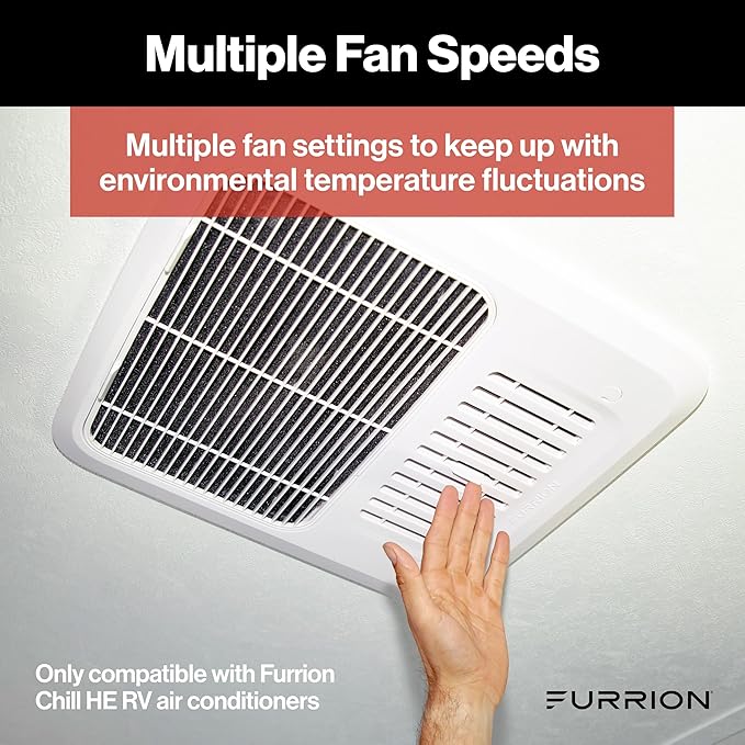 Furrion Chill HE RV Thermostat Single Zone Wall Control, Backlit LCD, Heat Cool Fan Dry Modes, 2 Fan Speeds Auto Fan, 12V, Compatible with Furrion Chill HE Systems - FACW10ESSA-BL