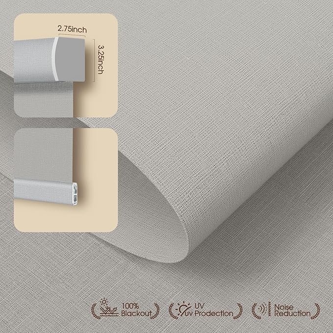 Motorized Blinds with Remote, Light Filtering Roller Shades for Indoor Windows, Smart Automatic Blinds Compatible with Alexa/Homekit/Google, Custom Size (Light Filtering-TexturaLux Grey)