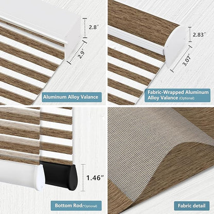 Bringnox Smart Motorized Zebra Roller Blinds - 85% Blackout, Remote Control, Works with HomeKit, Google Home & Alexa via Hub, Custom Size