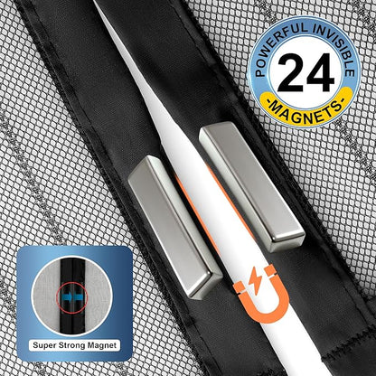 METAONLY Magnetic Screen Door Mesh Fits 36" x 78" Door - Curtain Size 38" x 81", Works for Patio, Sliding Door, Keeps Bug Mosquito Out, Fresh Air Flow, Black