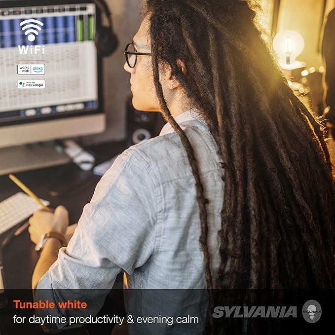 Sylvania WiFi LED Smart G25 Light Bulb, 5W Efficient with Filament, for Alexa/Google Assistant, Energy Star, Clear, 2700K, Soft White - 1 Pack (75798)
