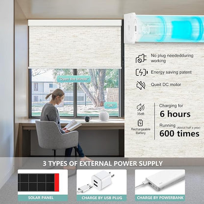 Motorized Blinds with Remote,100% Blackout Motorized Roller Shades