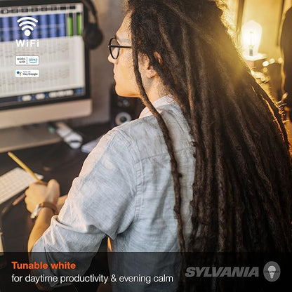 Sylvania WiFi LED Smart ST19 Light Bulb, 5W Efficient with Filament, for Alexa/Google Assistant, Energy Star, Clear, 2700K, Soft White - 1 Pack (75799)