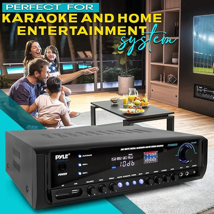 Pyle Wireless Bluetooth Home Amplifier- Connectivity Power Off Distant Devices, Input/Output Devices, Connectors/Jacks, Sound System Controls for Audio/Radio & Display Design - PT390BTU.3
