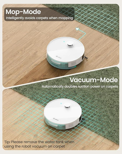 Lefant N3 Robot Vacuum and Mop Combo, Precision Mapping with Lidar & dToF Sensors, Max 4000Pa Suction, Ultrasonic Carpet Detection, Robotic Vacuum Cleaner with Sonic Mopping, WiFi/App/Alexa Control
