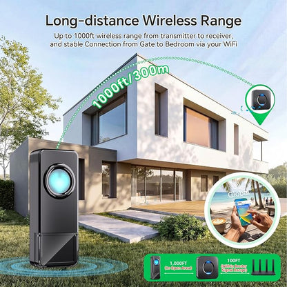 Wireless Doorbell with 2 Buttons, Smart WiFi Doorbell Chime with App Alarm