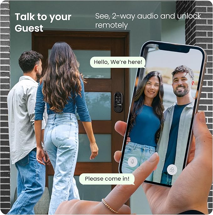 Lockly (Refurbished) Vision Smart Lock with Camera, Video Doorbell Keyless Entry Door Lock Wi-Fi, PIN Genie Keypad, Fingerprint, Remote Control, Easy Installation, No Monthly Fee