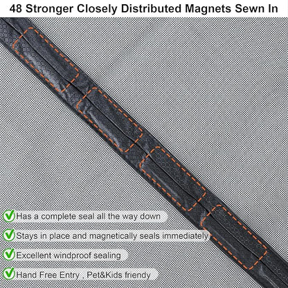 Reversible Left Right Side Opening Wide Magnetic Screen Door for Sliding & French Doors,Heavy Duty Thicker Reinforced Mesh Bug Door Screen Magnetic Closure,Screen 74" x 81",Fits Door to 72"x80"