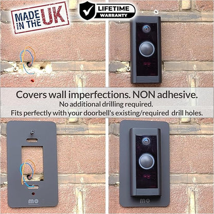 Non-Adhesive Wall Plate Compatible with Video Doorbell Wired (Model 5AT3T5) Mount Back-Plate Covers Holes Scratches Video Door Bell Backplate Camera Apartment