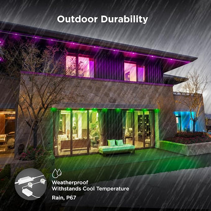 Feit Electric Permanent Outdoor Lights, Smart RGBIC with Tunable White String Lights, 50FT LED Christmas Lights, 2.4GHz WiFi, Work with Alexa and Google Assistant, Weatherproof, SL50-30/RGBTW/AG