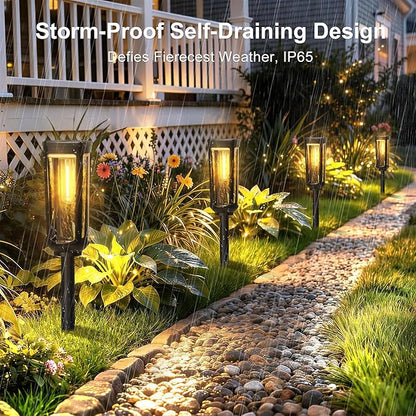 Solar Pathway Lights Outdoor Waterproof IP65, 4 Pack Warm White Solar Walkway Lights, Auto On/Off Outdoor Light for Lawn Garden Patio Driveway Decor Landscape Lighting