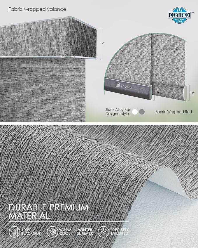 Yoolax Custom XL Smart Sliding Door Blinds, Motorized Sliding Panel Blinds Compatible with Alexa, Blackout Vertical Blinds for Glass Doors, Patio Doors, Closet Doors, Canyon Grey