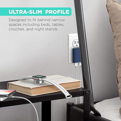 iHome Slim 2-Port USB Wall Charger, Flat Multiport Travel Plug Adapter | Dual USB-A ports, 2.4A Rapid Charge, Foldable Prongs, Slim Design, Compatible with iPhone, Android, iPad, AirPods for Home