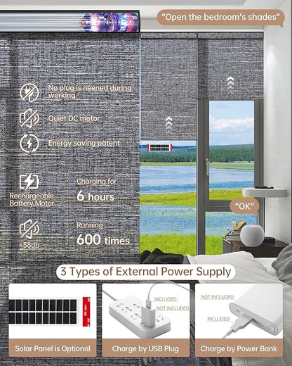 Kincmo Motorized Blinds with Remote, Light Filtering Roller Shades Work with Apple Homekit,Alexa,Google Home, Custom Electric Blinds with App,Voice Control (70% Blackout Aurora Midnight)