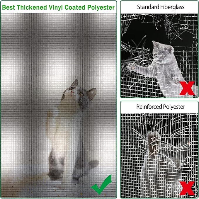 QWR Pet Proof Window Screen Replacement Kit, 39"x118" Durable High Hardness Screen Mesh Replacement Window Screens Repair Kit for Sliding Screen Door,Patio and Windows.(Folded Package with Tool Kit)