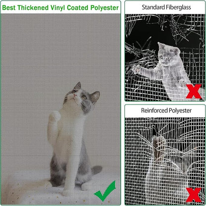 QWR Pet Proof Window Screen and Screen Door Replacement, 48"x 360" Upgraded Durable Thickened Vinyl Coated Wire-Like Mesh for Sliding Screen Door,Patio,Windows(Rolled Package Without Tool Kit)
