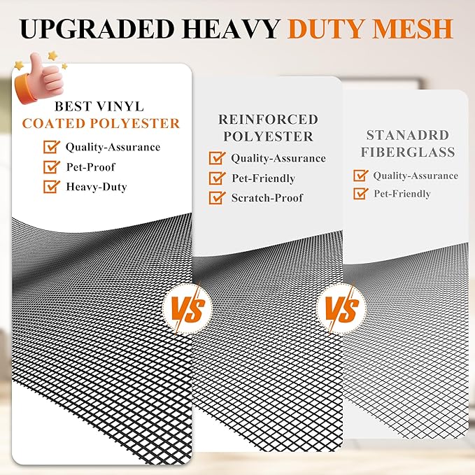 MAGZO Pet Proof Window&Door Screen Roll, 36" W x 100', Best Vinyl Coated Polyester Dog Cat Resistant Heavy Duty, Mesh Net Netting Curtain Wire Replacement Repair Kit for Patio/Porch/Sliding, Black