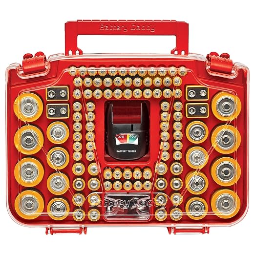 Ontel Battery Daddy Smart - Battery Organizer Storage Case with Tester,Stores & Protects Up to 150 Batteries,Clear Locking Lid,As Seen On TV,Smart - 150 Batteries (BADAS-MC4),(Pack of 4)