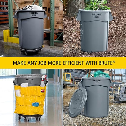 Rubbermaid Commercial Products BRUTE Heavy-Duty Round Garbage Can with Venting Channels, 44 Gallon, Green, Waste Container for Landscapers/Construction Sites/Restaurants/Offices/Warehouses/Home