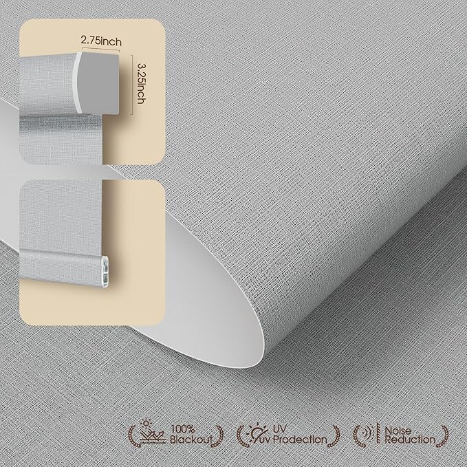 Motorized Blinds with Remote, Blackout Roller Shades for Indoor Windows, Smart Automatic Blinds Compatible with Alexa/Homekit/Google, Custom Size (Blackout-TexturaLux Grey)