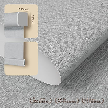 Motorized Blinds with Remote, Blackout Roller Shades for Indoor Windows, Smart Automatic Blinds Compatible with Alexa/Homekit/Google, Custom Size (Blackout-TexturaLux Grey)