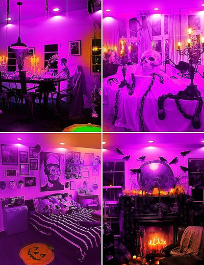 JandCase BR30 Halloween Light Bulbs, E26 Base Halloween Purple Indoor Flood Light Bulbs, 11W(65W Equivalent), Purple Flood Light Bulbs for Halloween Decoration,Not-Dimmable, 2 Pack