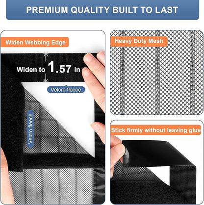 METAONLY Magnetic Screen Door Mesh Fits 36" x 80" Door - Curtain Size 38" x 82", Works for Patio, Sliding Door, Keeps Bug Mosquito Out, Fresh Air Flow, Black with Lace