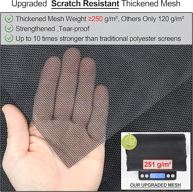 Upgraded Magnetic Screen Door Thicker 250g/m² Reinforced Mesh,36 Longer Magnets,Door Screen Magnetic Closure for Single Front Door,Retractable Sliding Screen Door,Fit Doors to 34 x 82 Inch,Black