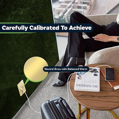 TOPGREENER 3-Port Type C USB Outlet, 15 Amp Receptacle Plug, Charging Power Outlet with Dual Type C&A Ports, Screwless Wall Plate Included, UL Listed, TU21542AC2-GDWP, Gold, 2 Pack