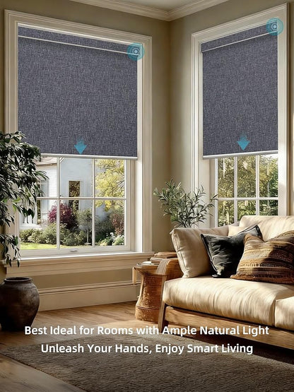 SmartWings Motorized Smart Blinds with Remote, Custom Automatic 100% Blackout Roller Shade Compatible with Alexa/Homekit/Google, Electric Smart Blinds for Indoor Windows, Eclipse Charcoal