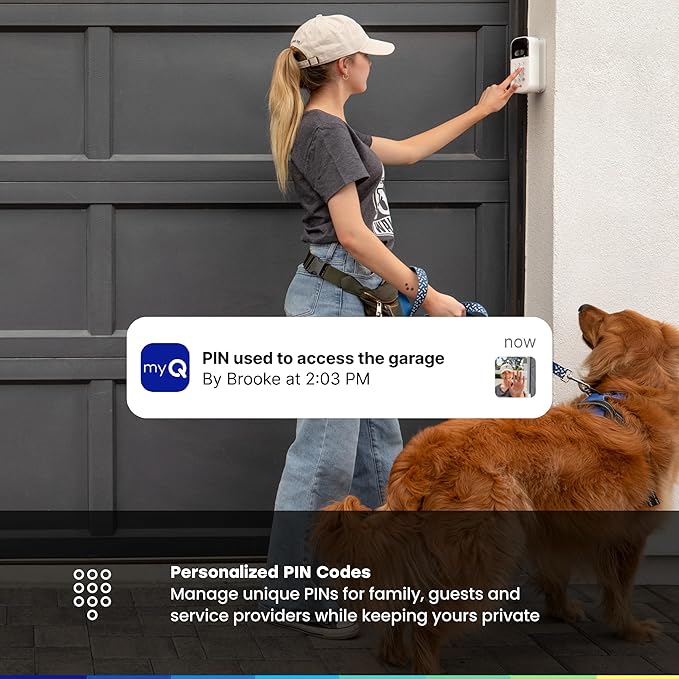 myQ Smart Garage Door Video Keypad with Wide-Angle Camera,Customizable PIN Codes,and Smartphone Control–Take Charge of Your Garage Access Works with Chamberlain, LiftMaster and Craftsman openers,White