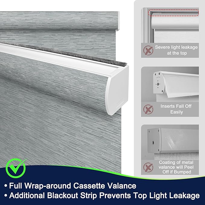 BERISSA Motorized Blinds with Remote,Light Filtering Smart Blinds for Windows,Jacquard Fabric,Remote Control,Thermal Insulated Automatic Blinds,Electric Blinds with USB/Solar Pannel.Grey
