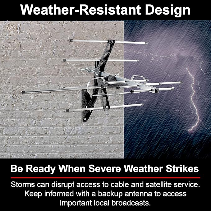 UltraPro Outdoor HD Digital, Long Range Smart TV Antenna, Supports 4K 1080P HD VHF UHF, J Mount Included for Attic or Outdoor, Weather Resistant, 65000 (Pack of 3)