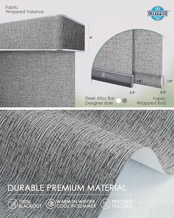 Yoolax Custom XL Smart Sliding Door Blinds, Motorized Sliding Panel Blinds Compatible with Alexa, Fabric Blackout Vertical Rechargeable Battery Shades for Glass Doors(Canyon Grey)