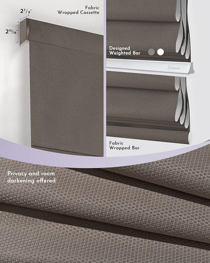 Graywind Smart Roman Shades Compatible with Alexa Google Rechargeable Motorized Blinds with Remote Blackout Roman Window Shades Plain Fold and Soft for Doors Bedroom, Custom Size (Textured Taupe)