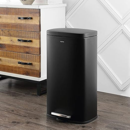 happimess Curtis 8 Gal Step Trash Can Soft Close 25", Charcoal Black