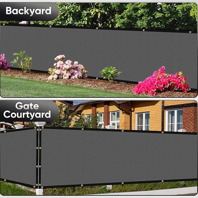 4'X6' Privacy Screen Fence 90% Blockage Heavy Duty Fencing Mesh Shade Net Cover for Wall Garden Yard Backyard Dark Grey (We Make Customized)