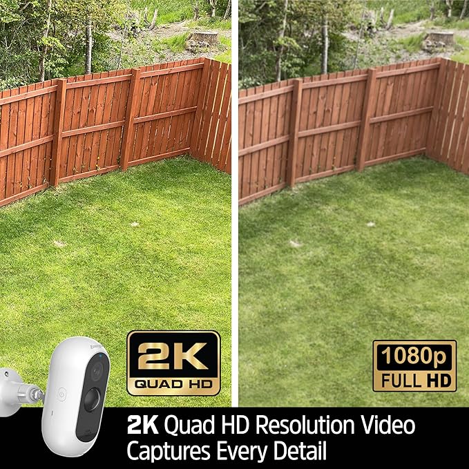 Energizer Smart 2K Outdoor Battery Security Camera, Wireless, Rechargeable, Weather-Resistant, Live View, 2-Way Audio, Night Vision, Motion Alerts, Hub-Free Wi-Fi, Remote Access, Records Video/Audio